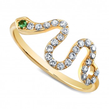 Diamond Snake Ring-Green Tourmaline Eye