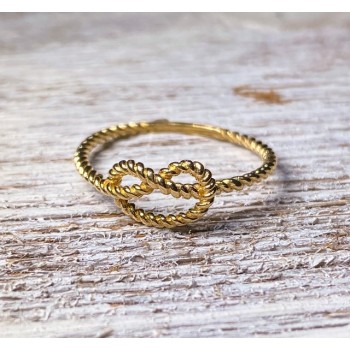 14k yellow gold beaded knot ring
