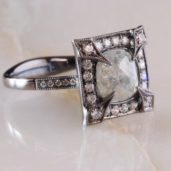 Salt and Pepper Vintage Engagement Ring