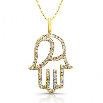 Coby Madison Yellow Gold Diamond Hamsa Necklace