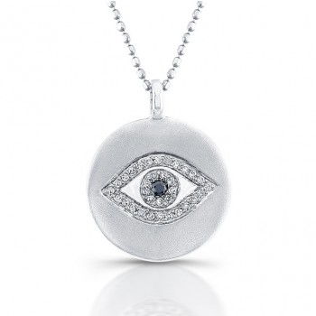 Evil Eye Diamond Disc Necklace, Sterling Silver