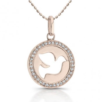 14k Rose Gold Diamond Dove Disc Necklace