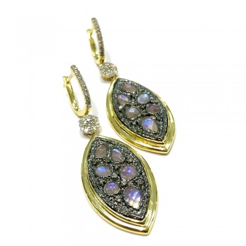 6.5 Carats Moonstone - Diamond Earrings