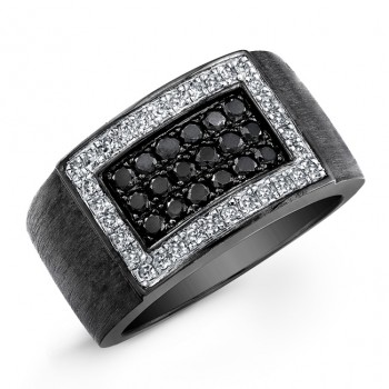 Black and White Diamond Mens Ring-Sterling Silver