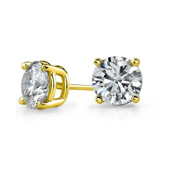 14K Yellow Gold 4 Prong Round Stud Earrings 3/8 ct 