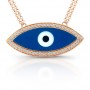 14k Rose Gold Azure Blue Evil Eye Diamond Necklace