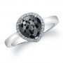  Black Diamond Ring, 14k White, 2.75 Ct Pear Shape