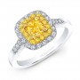 Fancy Yellow 1/2 Carat Cushion Diamond Engagement Ring 691862