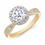 Natalie k Criss Cross  shank round halo engagement ring
