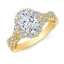 18K YELLOW GOLD VINTAGE OVAL FLOWER ENGAGEMENT RING